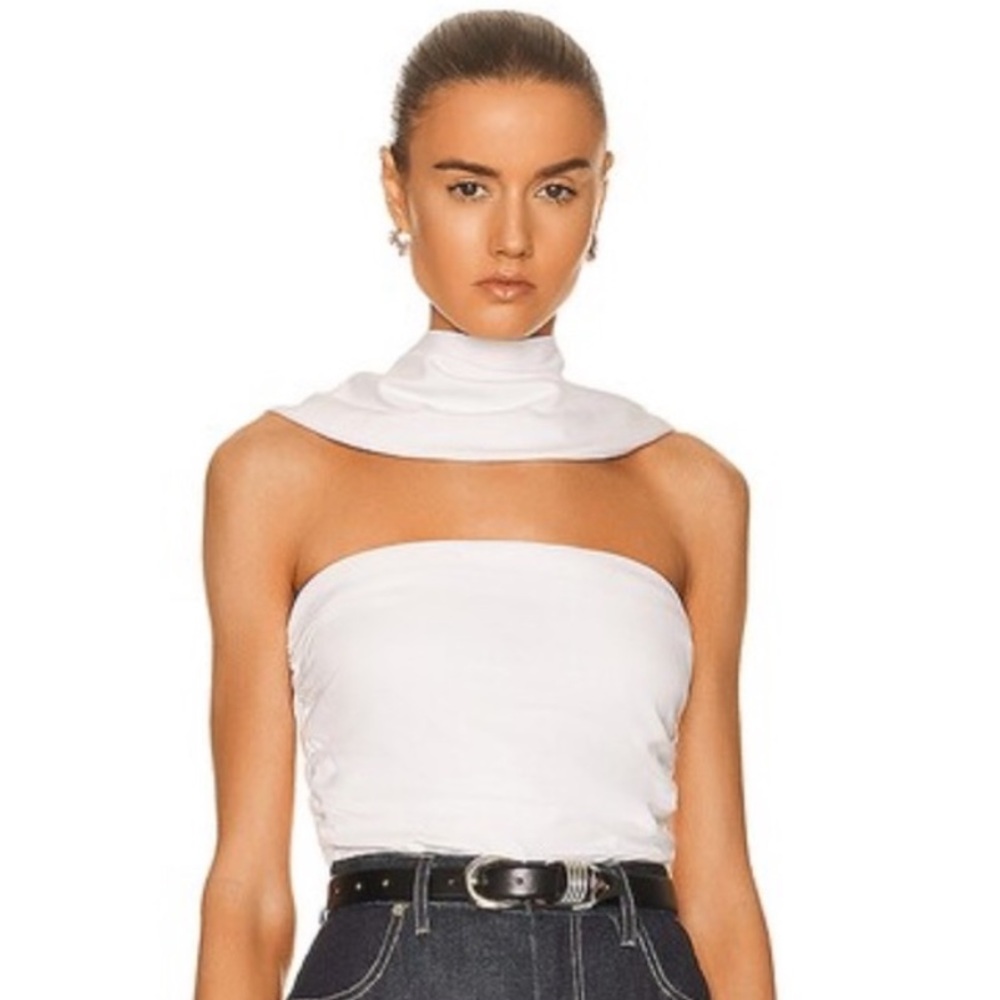 Et Ochs Audrey Scarf Neck Ruched Crop Lined Top